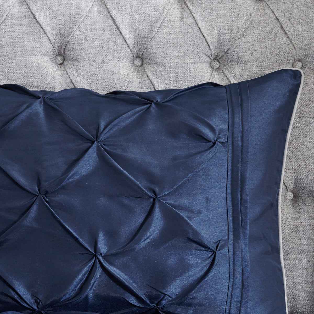 7 Piece Tufted Comforter Set Navy King
