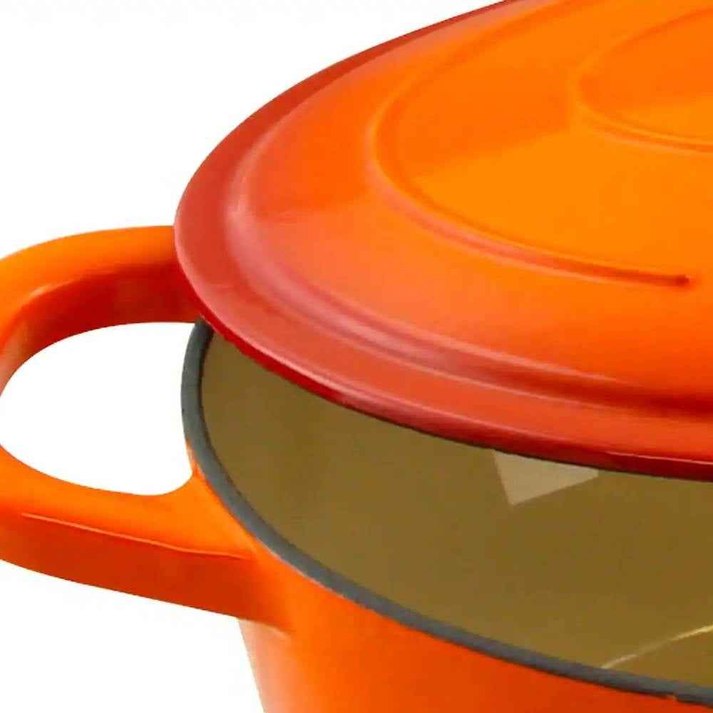 Orange Sunburst Enameled Cast Iron Dutch Oven — 7 Quart