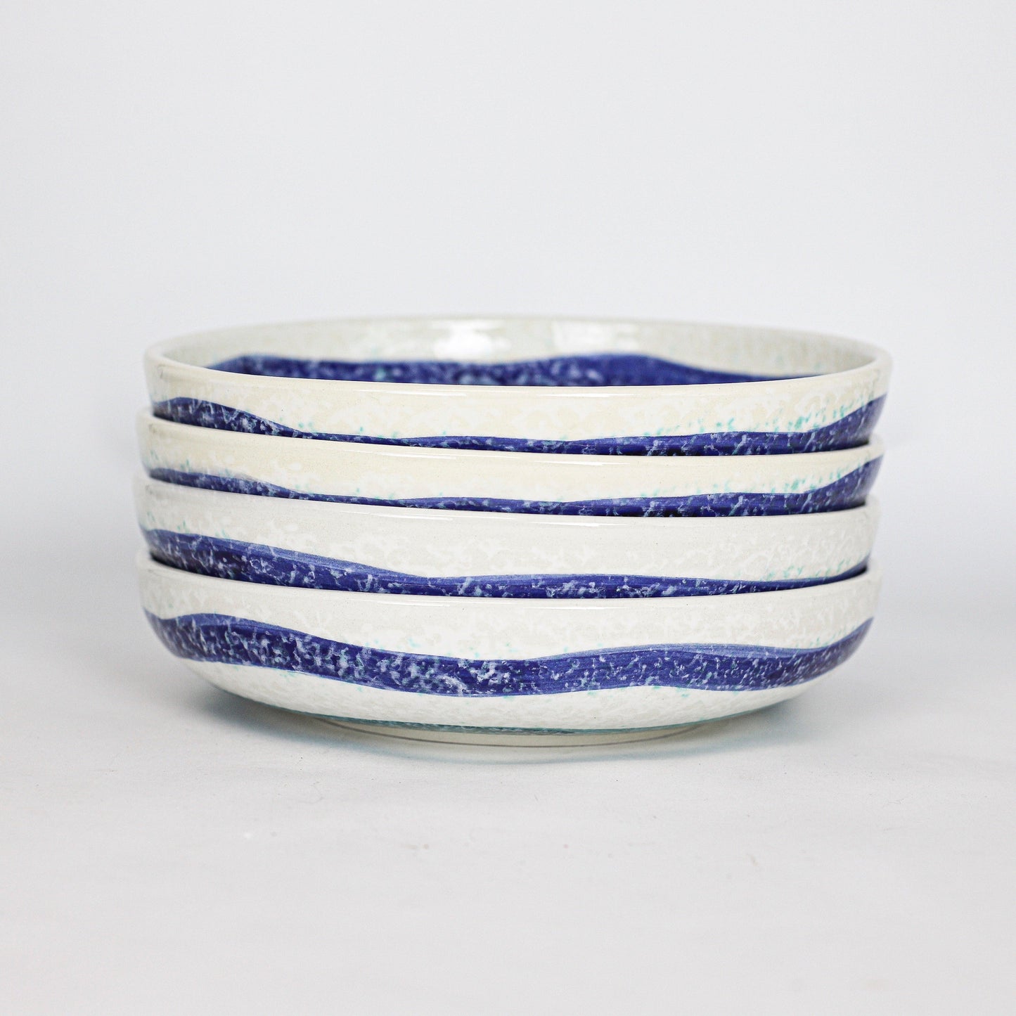 Menorca 4 Piece Meal Bowl Set - Blue and Turquoise Stripe