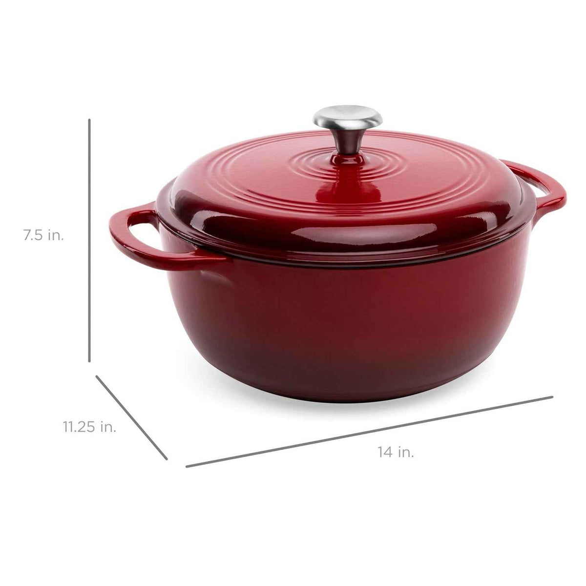 Red Enameled Cast Iron Dutch Oven — 6 Quart