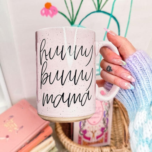Hunny Bunny Mama Ceramic Mug 16oz Large Pastel Coffee Cup Blue Pink