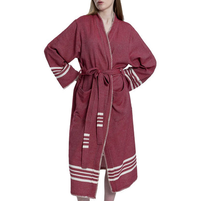 Organic Turkish Cotton Kimono Bathrobe – Lightweight Spa & Home Robe