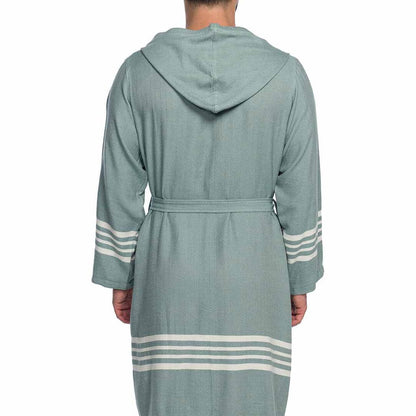 Organic Turkish Cotton Short Bathrobe with Hood – Lightweight Robe