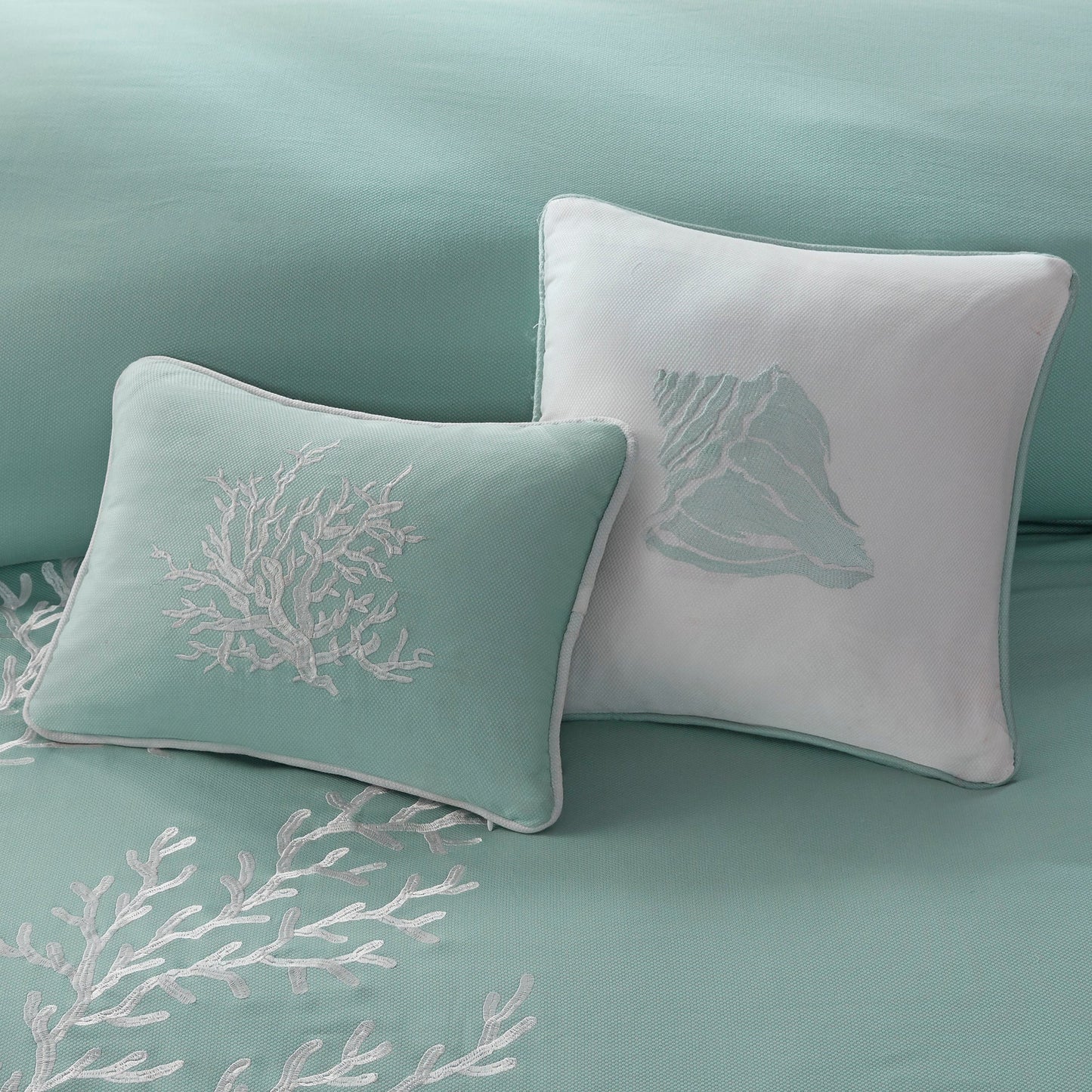 Oversized Cotton Jacquard Comforter Set - Aqua - Queen