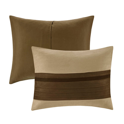 7 PC Faux Suede Comforter Set Natural King
