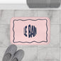 Le Bain Light Pink & Navy Bath Mat |  French Bathroom Mat