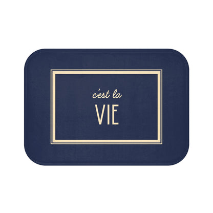 C'est la vie Bath Mat, Grey Blue | Chic Bathroom Decor