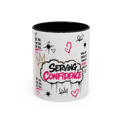 Copy of Serving Confidence Coffee Mug — Inspirational Graffiti Design, 'Be You' Motivational Drinkware (11/15oz)