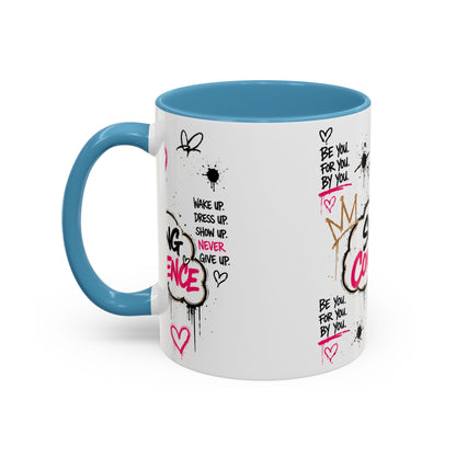 Copy of Serving Confidence Coffee Mug — Inspirational Graffiti Design, 'Be You' Motivational Drinkware (11/15oz)