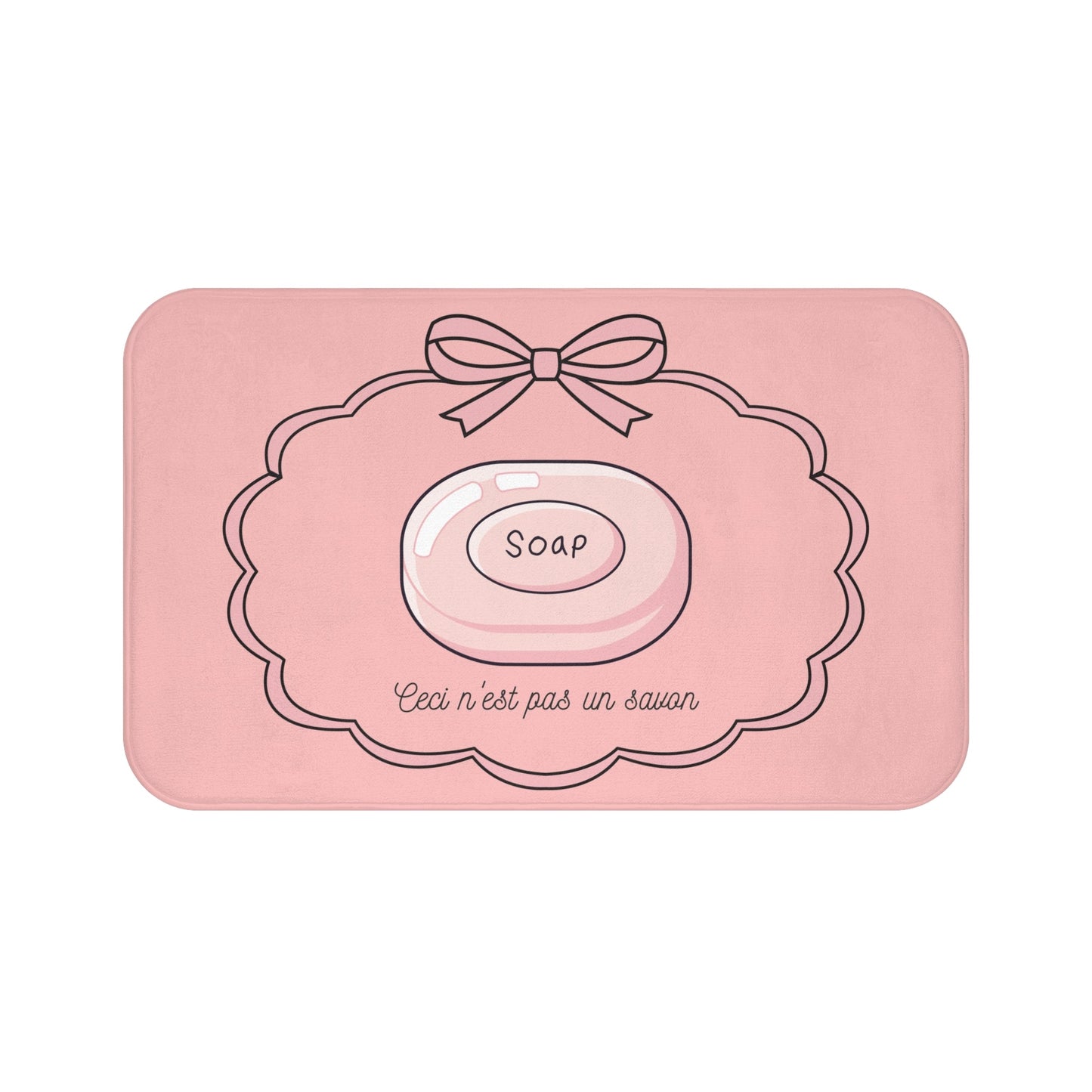 René Magritte 'Ceci n'est pas un savon' Bath Mat, Light PINK  | Art inspired Decor
