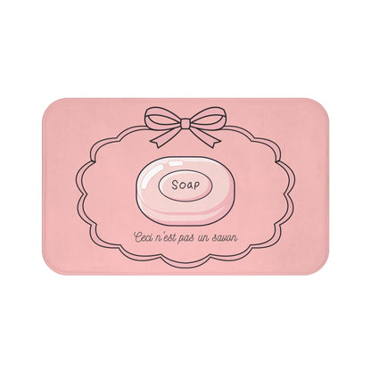 René Magritte 'Ceci n'est pas un savon' Bath Mat, Light PINK  | Art inspired Decor