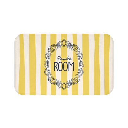 Cute Powder Room Bath Mat — Yellow Striped Decorative Bathroom Rug