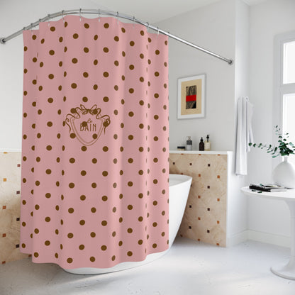 Polka Dot 'Le Bain' Shower Curtain – Pink & Brown Bathroom Decor