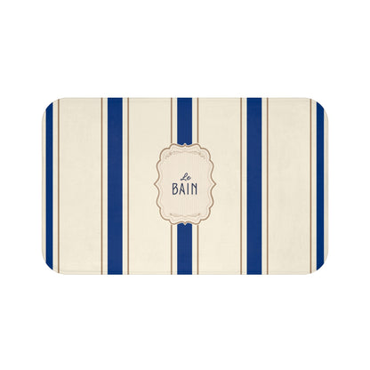 Le Bain Classic Striped Bath Mat, SEA BLUE,  French Bathroom Decor