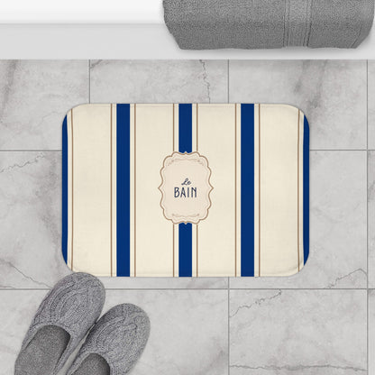 Le Bain Classic Striped Bath Mat, SEA BLUE,  French Bathroom Decor