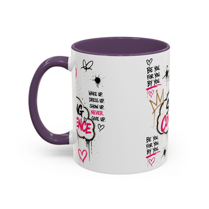 Serving Confidence Coffee Mug — Inspirational Graffiti Design, 'Be You' Motivational Drinkware (11/15oz)