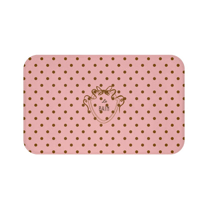 Polka Dot "Le Bain" Bath Mat — Pink & Brown Bathroom Rug