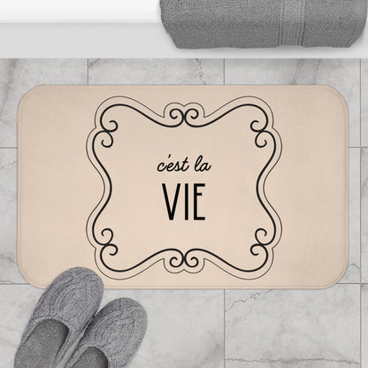 C'est la VIE Bath Mat |  Neutral Chic Bathroom Decor