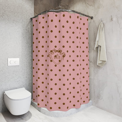 Polka Dot 'Le Bain' Shower Curtain – Pink & Brown Bathroom Decor