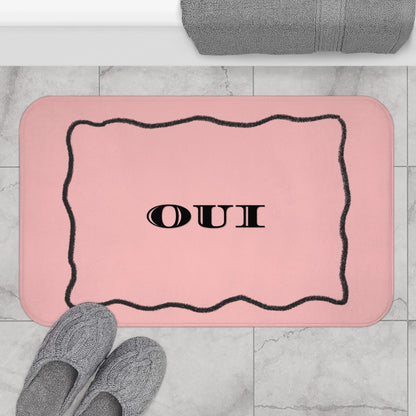 OUI Pink Bath Mat — Feminine French Bathroom Rug