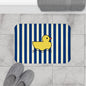 Cute Rubber Ducky Bath Mat — Navy Striped Kids Bathroom Rug