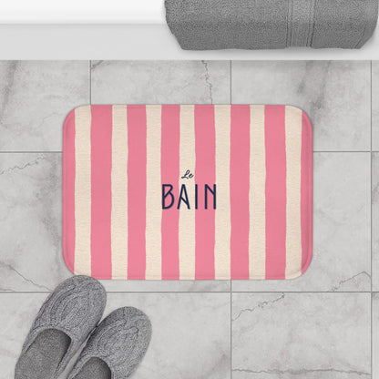 Le Bain Pink Striped Bath Mat — French Bathroom Decor