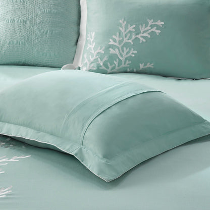 Oversized Cotton Jacquard Comforter Set - Aqua - Queen