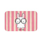 Cute Bunny "Smarty Pants" Bath Mat — PINK Striped Bathroom Rug for Kids & Nursery