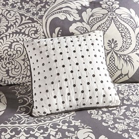 7 Piece Cotton Printed Comforter Set - Indigo Cal King