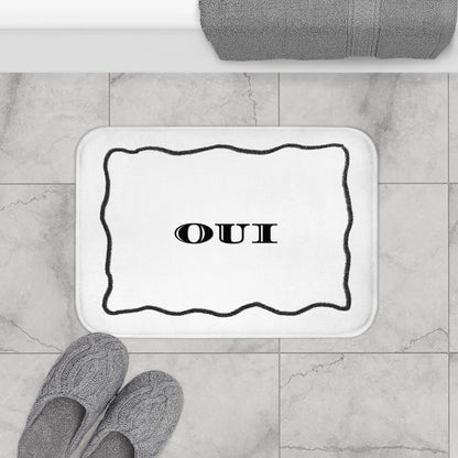 OUI Black & White Bath Mat — Feminine French Bathroom Rug