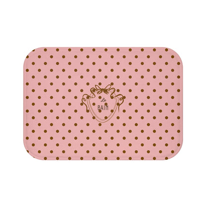 Polka Dot "Le Bain" Bath Mat — Pink & Brown Bathroom Rug