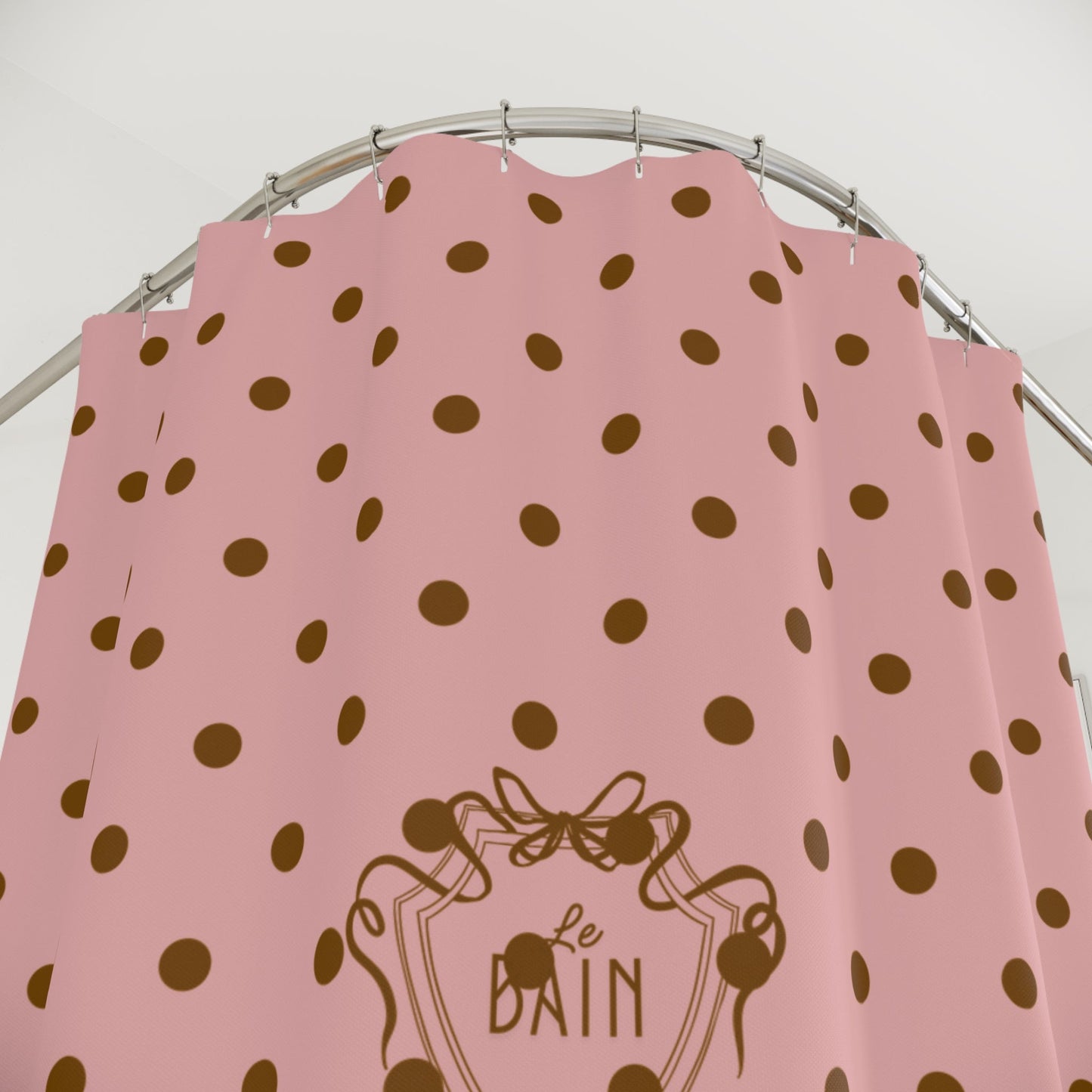 Polka Dot 'Le Bain' Shower Curtain – Pink & Brown Bathroom Decor