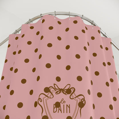 Polka Dot 'Le Bain' Shower Curtain – Pink & Brown Bathroom Decor
