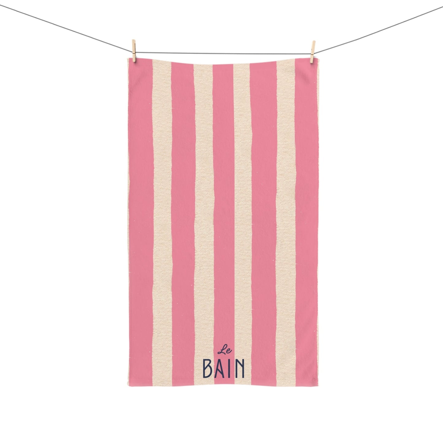 Le Bain Pink Striped Hand Towel — French Pink & Cream Bathroom Decor