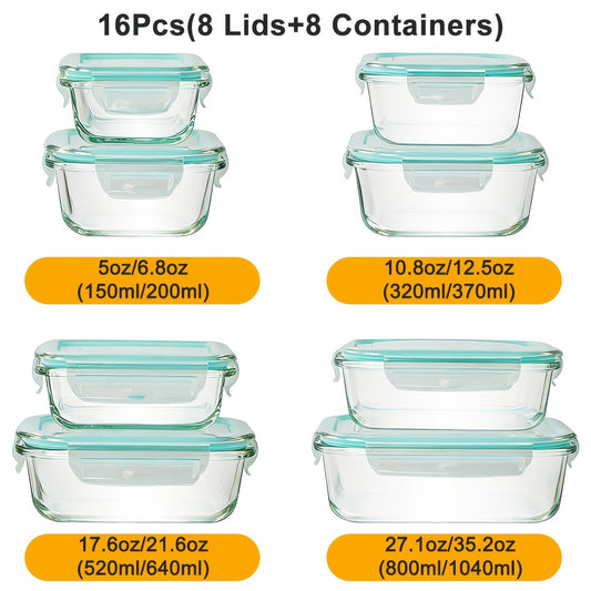 16-Piece Glass Food Storage Set — The Organized Luxury Kitchen