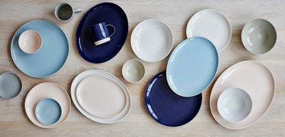 Shell Bisque Grey Porcelain 4 Piece Dinnerware Set, Service For 1
