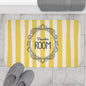 Cute Powder Room Bath Mat — Yellow Striped Decorative Bathroom Rug