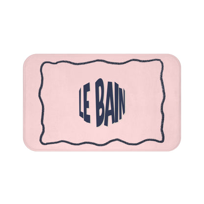 Le Bain Light Pink & Navy Bath Mat |  French Bathroom Mat