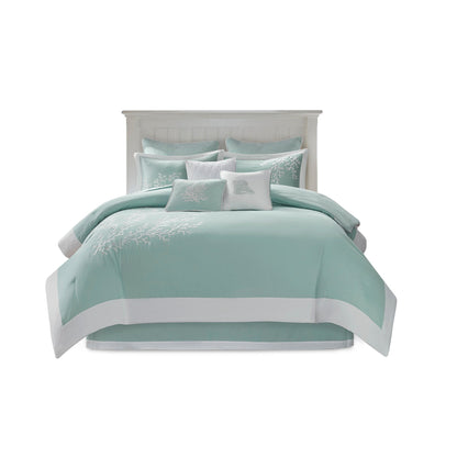 Oversized Cotton Jacquard Comforter Set - Aqua - Queen