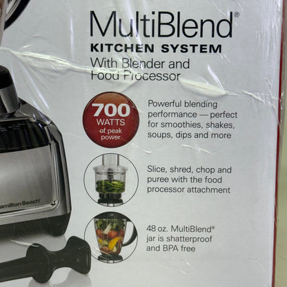 HAMILTON BEACH Kitchen System With Blender & Food Processor 700Watts 13" x 13.5" x 9.5" Grey 53520G