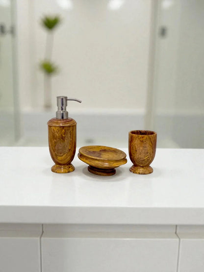 Multi Brown Onyx 3-Piece Bathroom Accessory Set