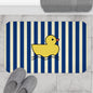 Cute Rubber Ducky Bath Mat — Navy Striped Kids Bathroom Rug