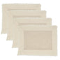 Fennco Styles Double-Layer Fringe Cotton Blend Placemats 14" W X 20" L, Set of 4 - Natural Woven Table Mats for Home Décor, Holiday, Banquet, Family Gathering, Special Occasion