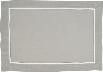 Fennco Styles Pleated Design Navy Blue Placemats 13" W X 19" L, Set of 4 - Classic Border Table Mats for Everyday Use, Dining Room Décor, Family Gatherings and Special Occasions
