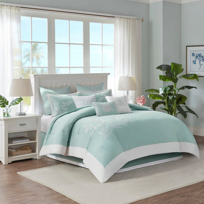 Oversized Cotton Jacquard Comforter Set - Aqua - Queen