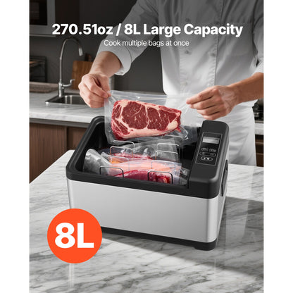 Sous Vide Cooker, 800W Sous-Vide Machine, Suveed Cooking Machine with LED Digital Display, Glass Lid, Precise Temperature & Timer Control, for Family & Friends, All-in-One Sous Vide Pot