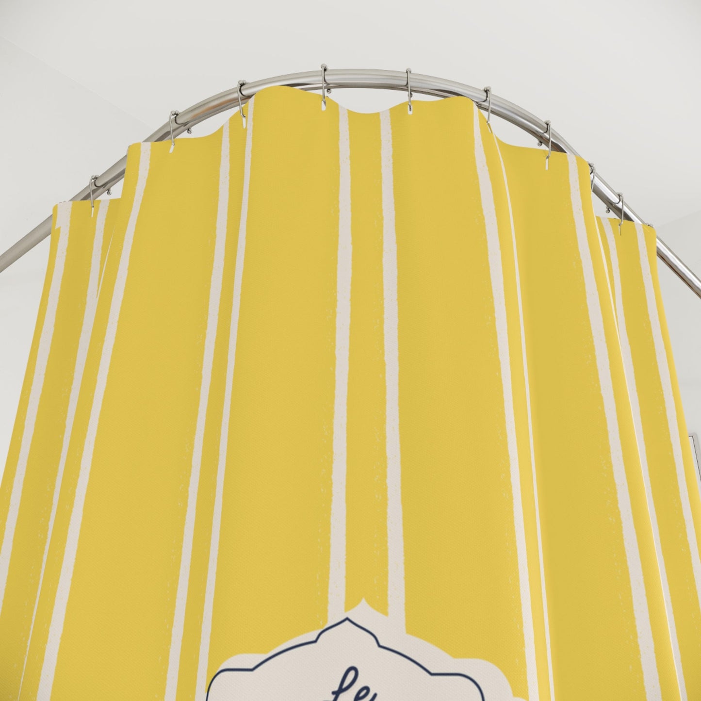 Shower Curtain — Yellow Striped French 'Le Bain' Bathroom Decor
