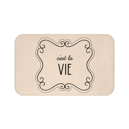 C'est la VIE Bath Mat |  Neutral Chic Bathroom Decor