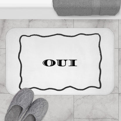 OUI Black & White Bath Mat — Feminine French Bathroom Rug