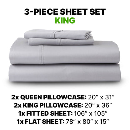 Sheet Set Luxurious Supima, Wrinkle Resistant, Breathable, With 2 Ghostgrip Band